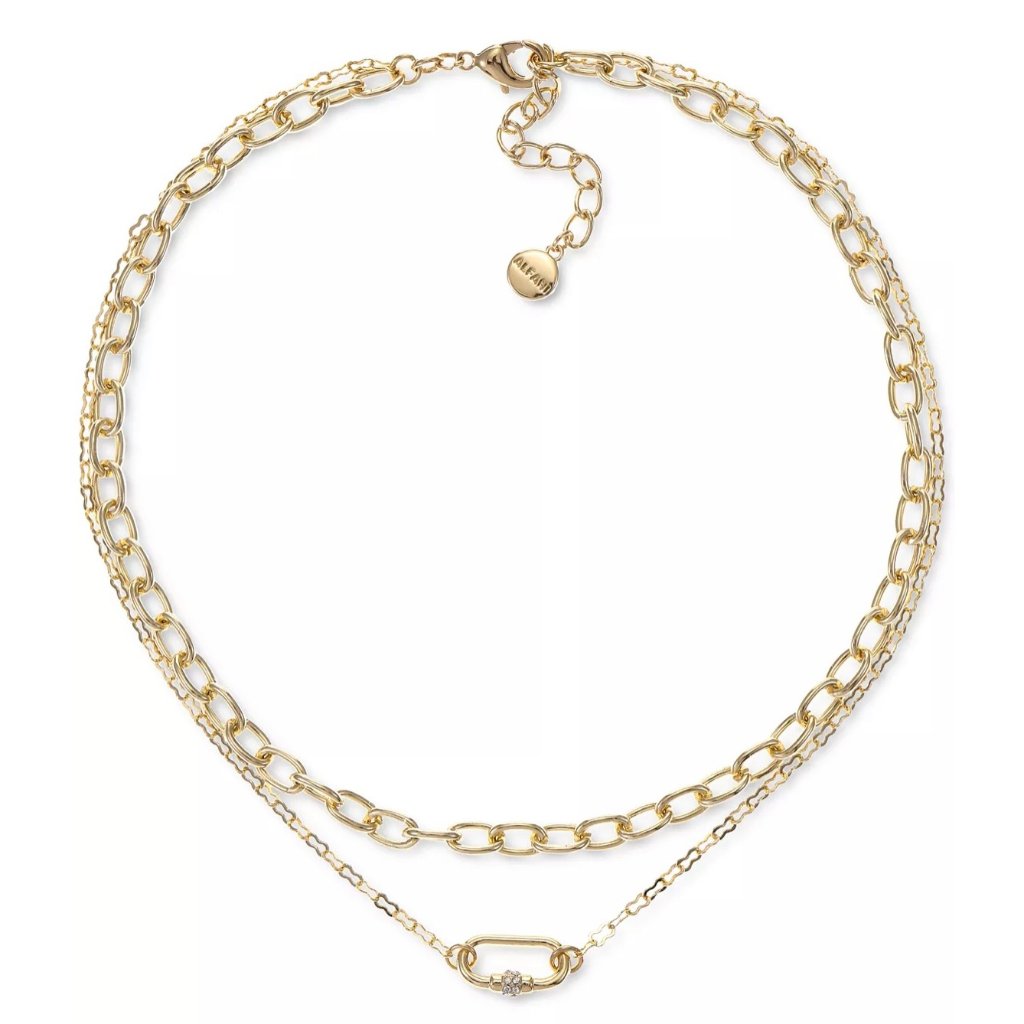 Alfani Gold-Tone Pav Carabiner Oval Link Layered Collar Necklace 16 2 34$